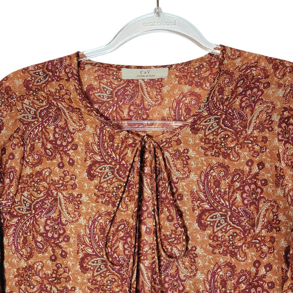 Chelsea & Violet Floral Paisley Open Front Duster Dress Orange Red Boho L/XL - Picture 5 of 16